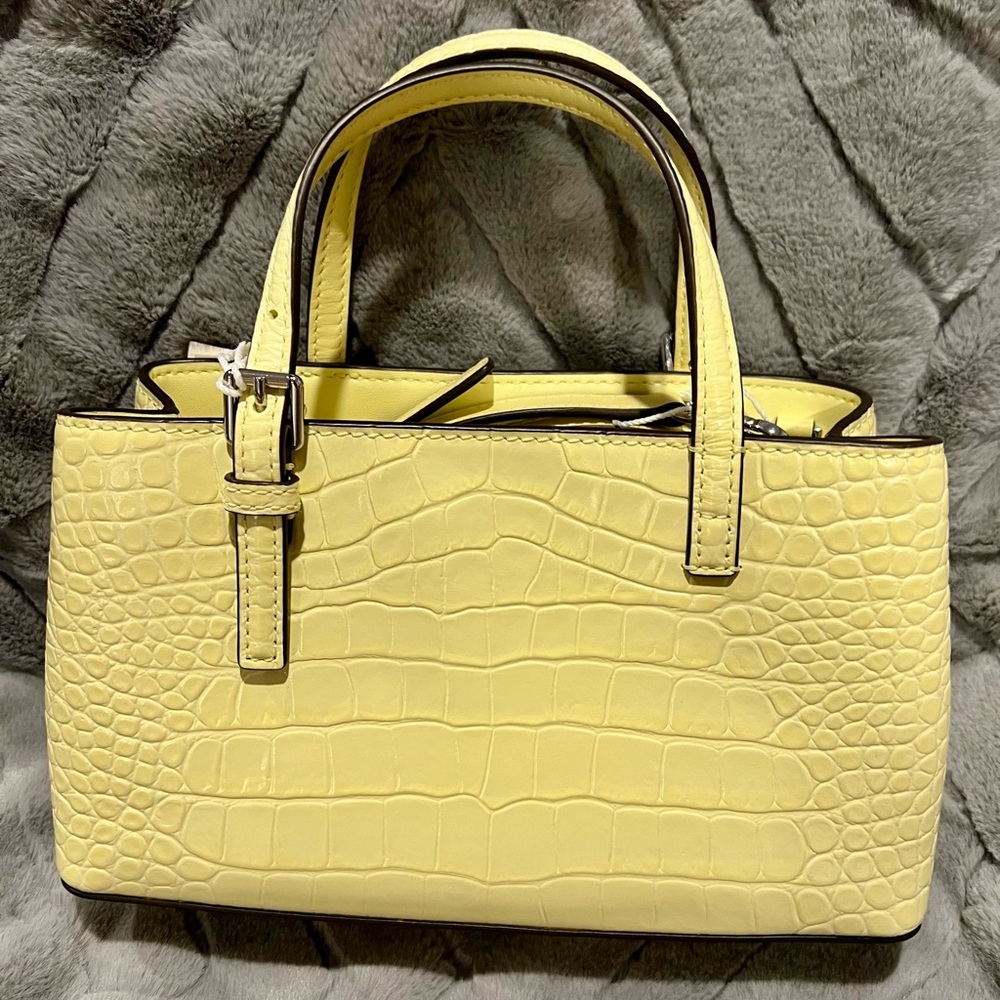 Tory Burch Croc-Embossed Satchel in Yellow - NWT - Picture 2 of 5